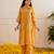 Mustard embroidered organza kurta set