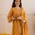 Mustard embroidered organza kurta set