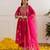 Magenta embroidered chanderi kurta set