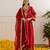 Red embroidered chanderi kurta set