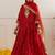 Red embroidered chanderi kurta set