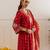 Red embroidered chanderi kurta set
