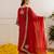 Red embroidered chanderi kurta set