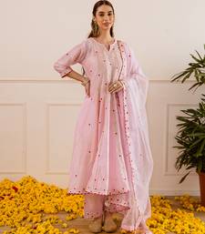 Light pink embroidered chanderi anarkali