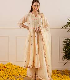 Ivory embroidered chanderi anarkali