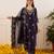 Navy blue embroidered chanderi kurta set