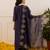 Navy blue embroidered chanderi kurta set