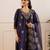 Navy blue embroidered chanderi kurta set