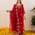 Red embroidered chanderi kurta set