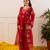 Red embroidered chanderi kurta set