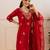 Red embroidered chanderi kurta set