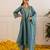Teal blue embroidered chanderi kurta set