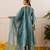 Teal blue embroidered chanderi kurta set
