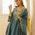 Teal blue embroidered chanderi kurta set