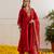 Red embroidered chanderi kurta set