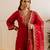 Red embroidered chanderi kurta set