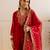 Red embroidered chanderi kurta set