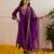Purple embroidered chanderi kurta set
