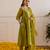 Olive embroidered chanderi kurta set