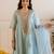 Sky blue embroidered chanderi kurta set