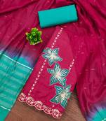 Women's pink coco silk embroidered unstitched dress material