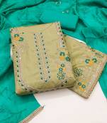 Women's pista coco silk embroidered unstitched dress material