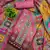 Women's pink silk chiffon printed unstitched dress material
