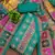 Women's turquoise silk chiffon printed unstitched dress material