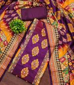 Women's wine silk chiffon printed unstitched dress material