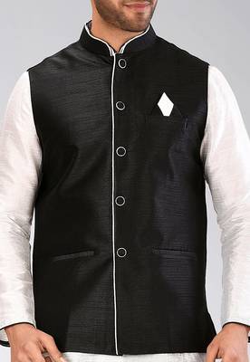 White dupon art silk kurta, jacket with matching dhoti 2