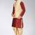 Red dupon art silk kurta, jacket with matching dhoti