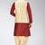 Red dupon art silk kurta, jacket with matching dhoti