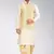 Cream dupon art silk kurta, jacket with matching dhoti