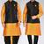 Mustard dupon art silk kurta, jacket with matching dhoti and churidar