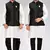 White dupon art silk kurta, jacket with matching dhoti and churidar