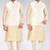 Fawn dupon art silk kurta, jacket with matching dhoti and churidar