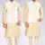 Fawn dupon art silk kurta, jacket with matching dhoti and churidar