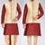 Red dupon art silk kurta, jacket with matching dhoti and churidar