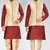 Red dupon art silk kurta, jacket with matching dhoti and churidar