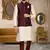 Mahroon dupon art silk kurta, jacket with matching churidar