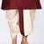 Maroon dupon art silk kurta, jacket with matching dhoti and churidar