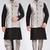 Black dupon art silk kurta, jacket with matching dhoti and churidar