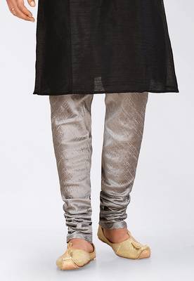 Black dupon art silk kurta, jacket with matching dhoti and churidar 3