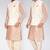 Beige dupon art silk kurta, jacket with matching dhoti and churidar