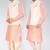Pink dupon art silk kurta, jacket with matching dhoti and churidar