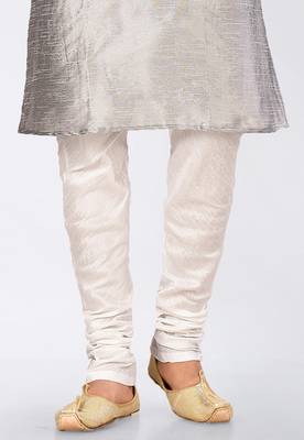 Grey dupon art silk kurta, jacket with matching dhoti and churidar 3