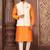 Cream dupon art silk kurta, jacket with matching churidar