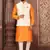 Cream dupon art silk kurta, jacket with matching churidar