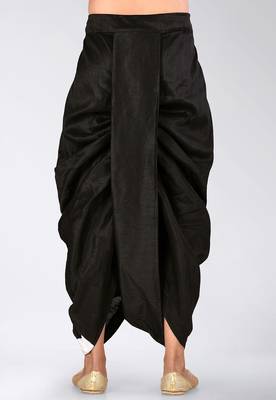 Black dupion art silk readymade dhoti with patch work 1