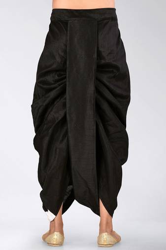 Black dupion art silk readymade dhoti with patch work